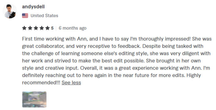 Review from "andysdeli" for Ececlare's video